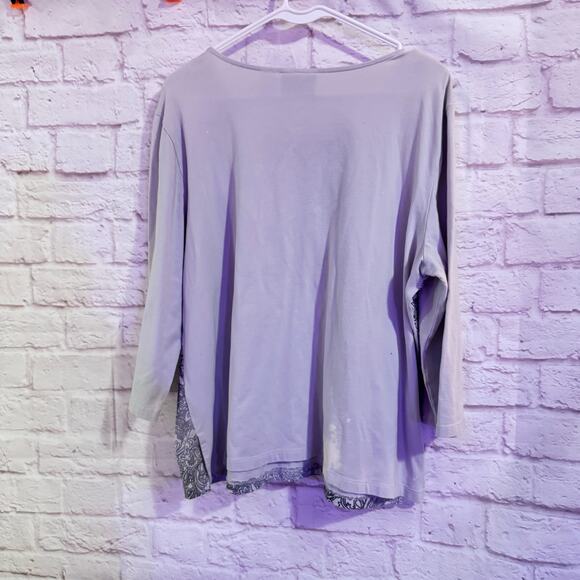 Alfred Dunner Grey/Black with Rhinestones Shirt Sz XL - Picture 3 of 6